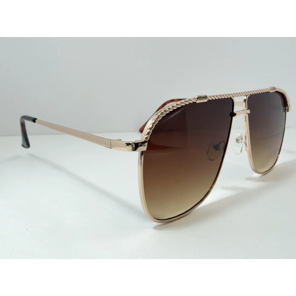 ALDO Women's Aviator Sunglasses Rose Gold Frame Brown Gradient Lenses